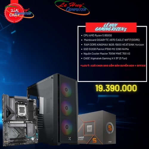Bộ Máy Tính - PC Gaming AMD LHGM06 (CPU AMD Ryzen 5 8500G MB GIGA X870 EAGLE WIFI7 (DDR5) / Ram 16GB/ SSD 512GB)