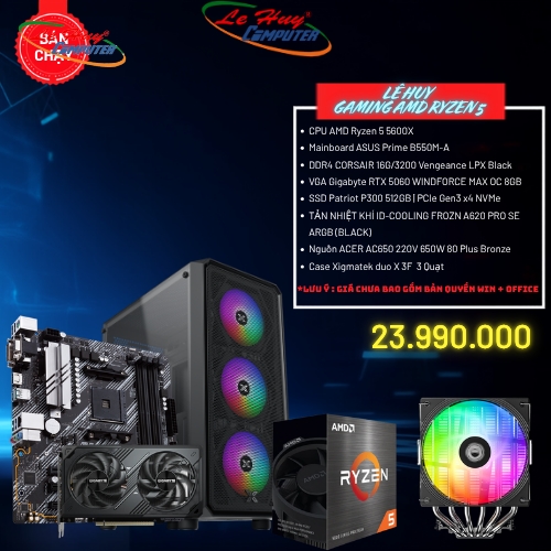 Bộ Máy Tính - PC Gaming AMD LHGM01 (CPU AMD Ryzen 5 5600X/ MB ASUS Prime B550M-A / Ram 16GB/ SSD 512GB)
