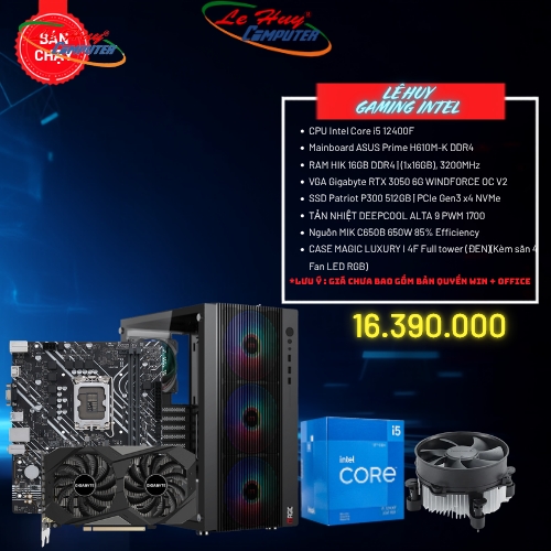 Bộ Máy Tính - PC Gaming INTEL LHGMINTEL05 (CPU Intel Core i5 12400F  / MB ASUS Prime B760M-K DDR4   / Ram 16GB/ SSD 512GB)
