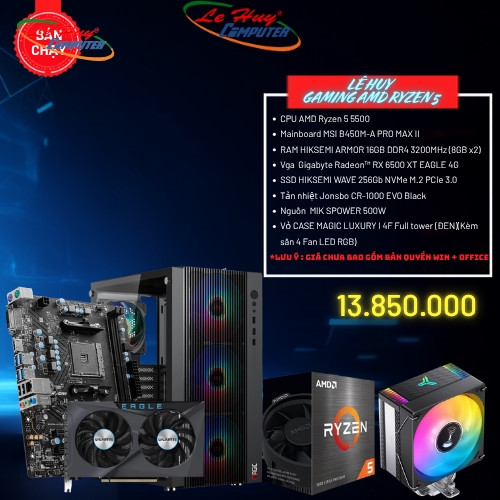 Bộ Máy Tính - PC Gaming AMD LHGM07 (CPU AMD Ryzen 5 5500 / MB MSI_B450M-A PRO MAX II / Ram 16GB/ SSD 512GB)