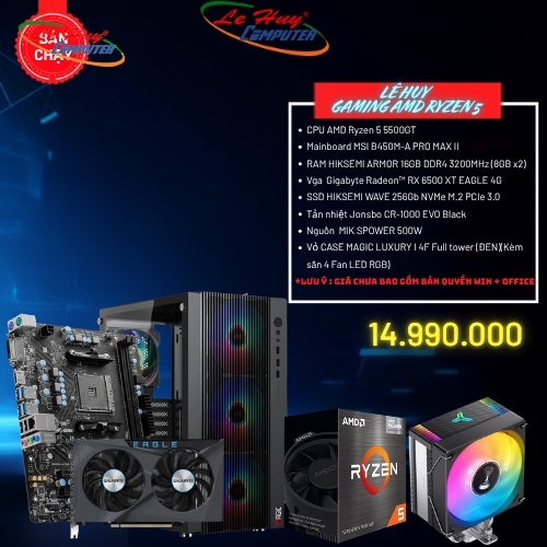 Bộ Máy Tính - PC Gaming AMD LHGM08 (CPU  AMD Ryzen 5 5500GT / MB MSI_B450M-A PRO MAX II / Ram 16GB/ SSD 512GB)
