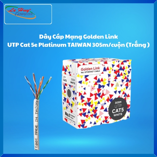 Dây cáp mạng Golden Link UTP Cat 5e Platinum TAIWAN 305m/cuộn (Trắng )