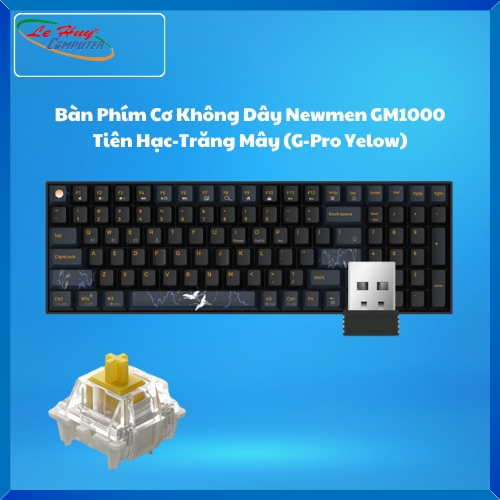 Bàn Phím Cơ Không Dây Newmen GM1000 Tiên Hạc-Trăng Mây (G-Pro Yelow)
