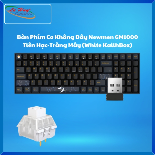 Bàn Phím Cơ Không Dây Newmen GM1000 Tiên Hạc-Trăng Mây (White KailhBox)