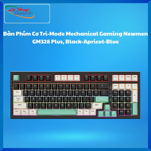 Bàn Phím Cơ Tri-Mode Mechanical Gaming Newmen GM328 Plus, Black-Apricot-Blue