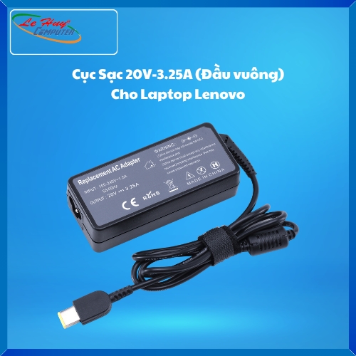 Cục Sạc 20V-3.25A (Đầu vuông) Cho Laptop Lenovo X240,X250,X260, T440,T440P,T440S,E440,E431,T431S,T450,T460