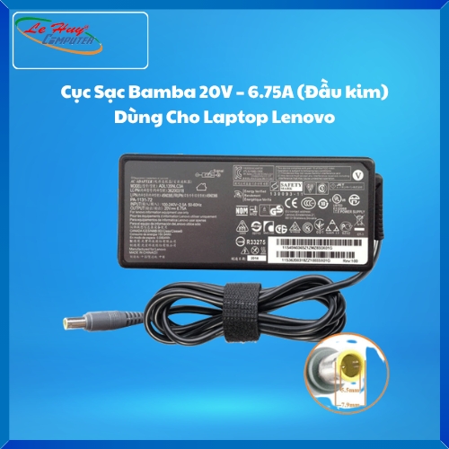 Cục Sạc Bamba 20V – 6.75A (Đầu kim) Dùng Cho Laptop Lenovo W510,T520,T530