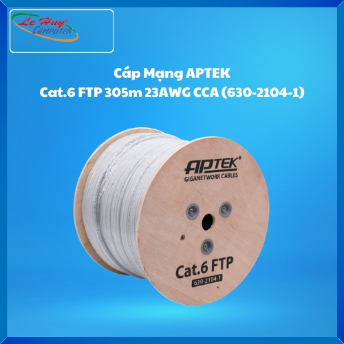 Cáp Mạng APTEK Cat.6 (630-2104-1) 305M, Lõi Hợp Kim CCA Chuẩn 23AWG, Chống Nhiễu, Vỏ PVC Xám