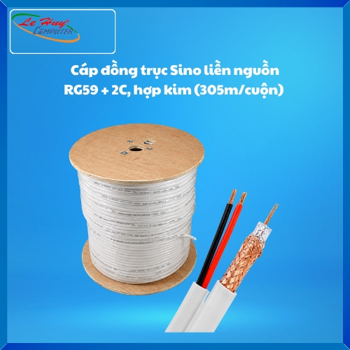 Cáp đồng trục Sino liền nguồn RG59 + 2C, hợp kim (305m/cuộn)