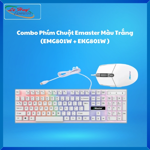 Combo Phím Chuột Emaster Màu Trắng (EMG801W + EKG801W )