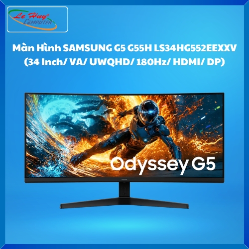 Màn Hình SAMSUNG Odyssey G5 G55H Ultra G5 G55H LS34HG552EEXXV (34 Inch/ VA/ UWQHD/ 180Hz/ HDMI/ DP)