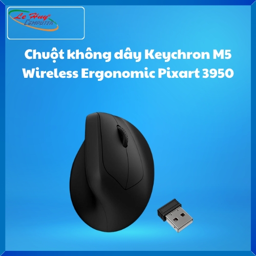 Chuột không dây Keychron M5 Wireless Ergonomic Pixart 3950 Black