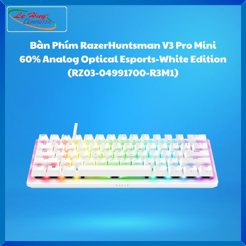 Bàn Phím RazerHuntsman V3 Pro Mini 60% Analog Optical Esports-White Edition (RZ03-04991700-R3M1)