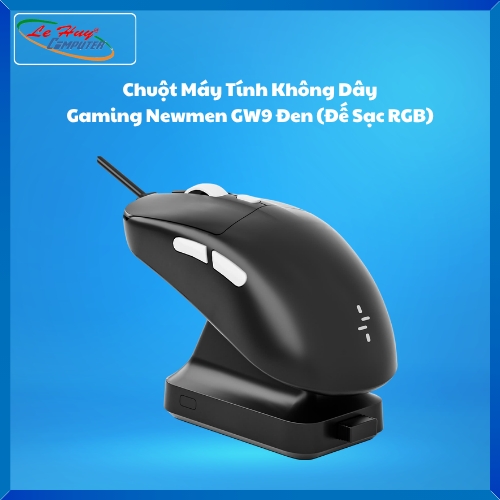 Chuột Máy Tính Không Dây Gaming Newmen GW9 Đen (Đế Sạc RGB)