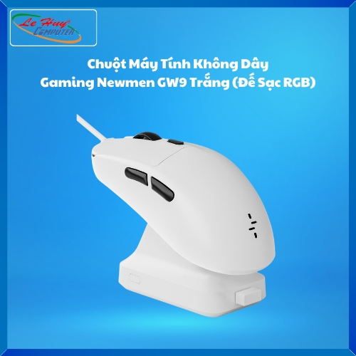 Chuột Máy Tính Không Dây Gaming Newmen GW9 Trắng (Đế Sạc RGB)